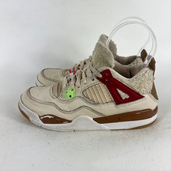 Air Jordan 4 Retro Wild Things Sneaker Unisex 2Y Cream Lace Up athletic Shoes - Picture 5 of 12